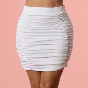White Runched Pencil Skirt